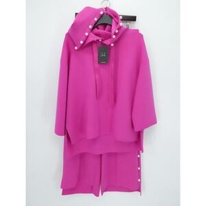 Joh Apparel Set Women XL Pink Francine French Scuba Pearl Hoodie Wide Leg Modern